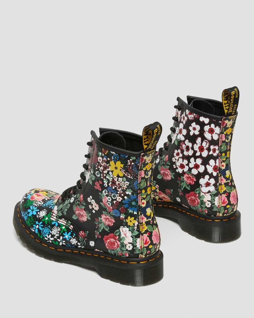 White Floral Mash Up Backhand Dr Martens 1460 Pascal Floral Mash Up Leather Women's Ankle Boots | 5176-LETSB