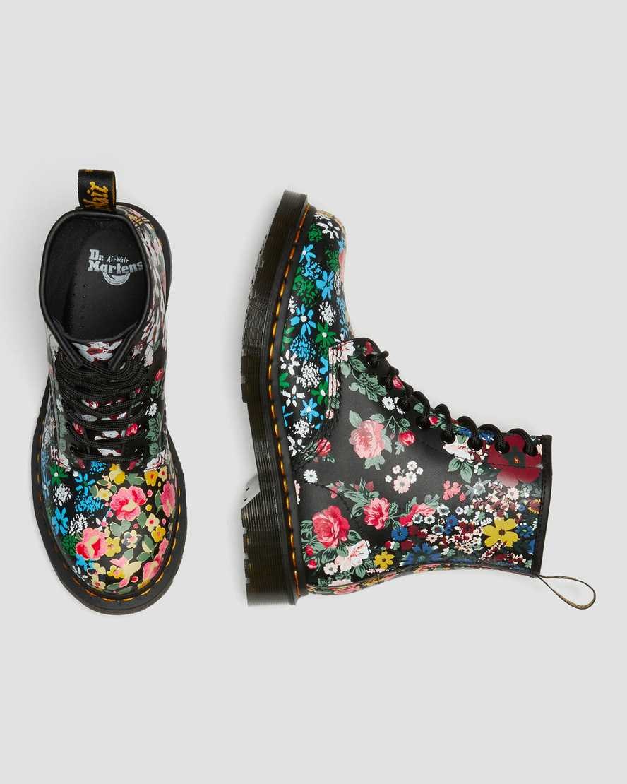 White Floral Mash Up Backhand Dr Martens 1460 Pascal Floral Mash Up Leather Women's Ankle Boots | 5176-LETSB