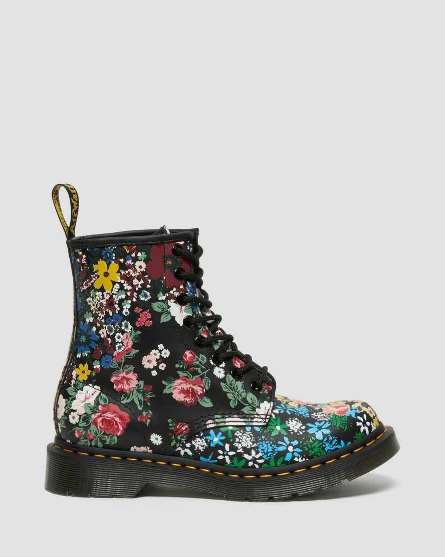 White Floral Mash Up Backhand Dr Martens 1460 Pascal Floral Mash Up Leather Women's Ankle Boots | 5176-LETSB