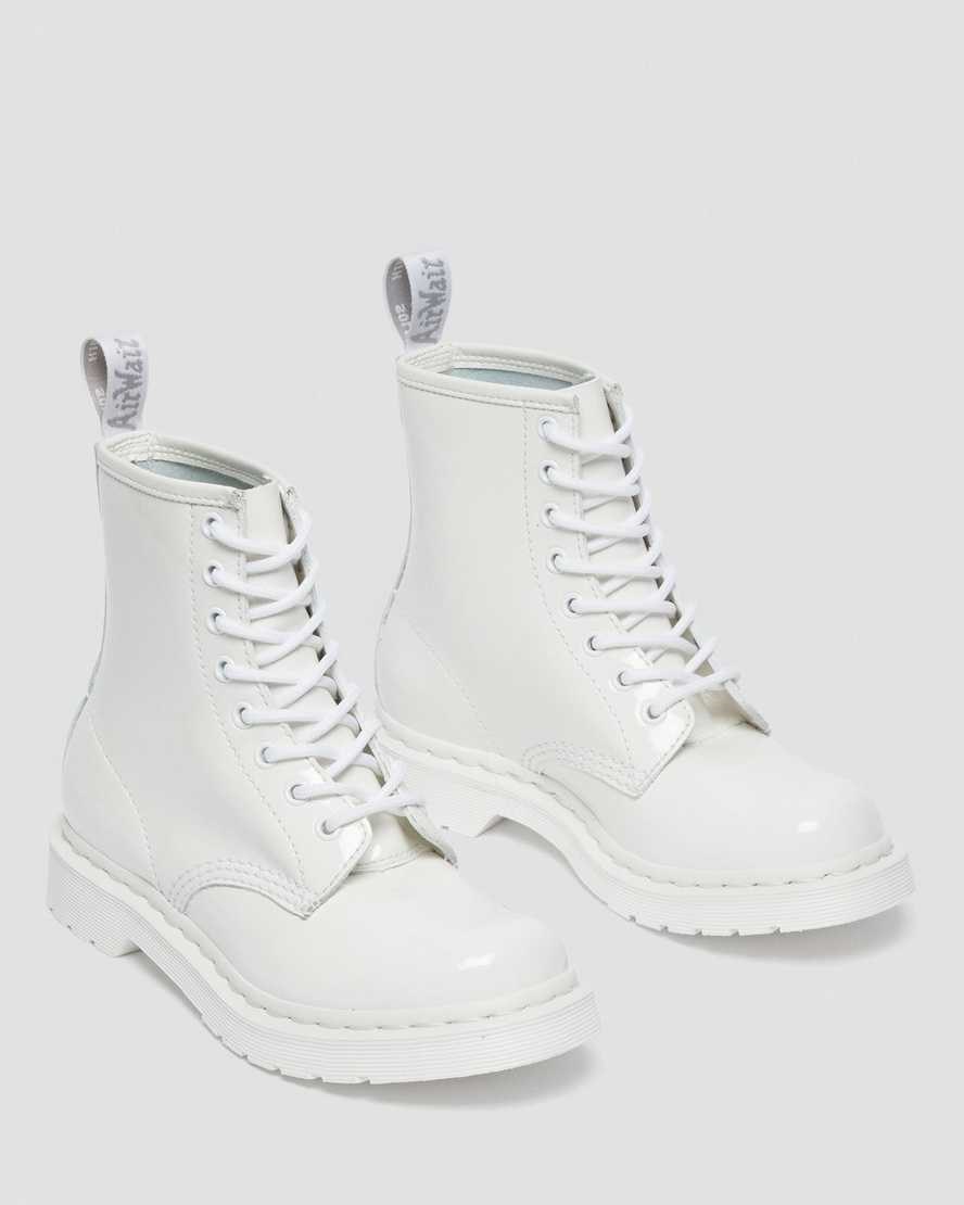 White Patent Lamper Dr Martens 1460 Mono Patent Leather Women's Ankle Boots | 4769-CBPHJ