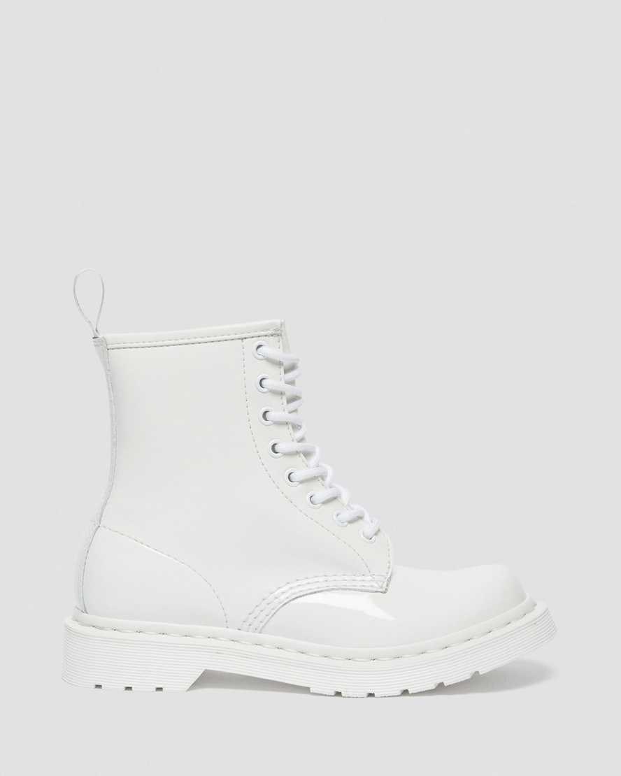 White Patent Lamper Dr Martens 1460 Mono Patent Leather Women's Ankle Boots | 4769-CBPHJ