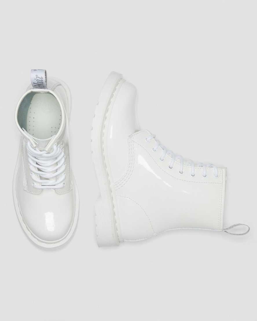 White Patent Lamper Dr Martens 1460 Mono Patent Leather Women's Ankle Boots | 4769-CBPHJ