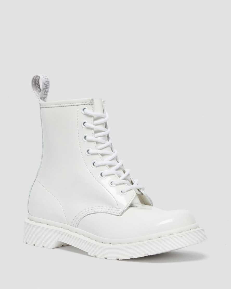 White Patent Lamper Dr Martens 1460 Mono Patent Leather Women\'s Ankle Boots | 4769-CBPHJ