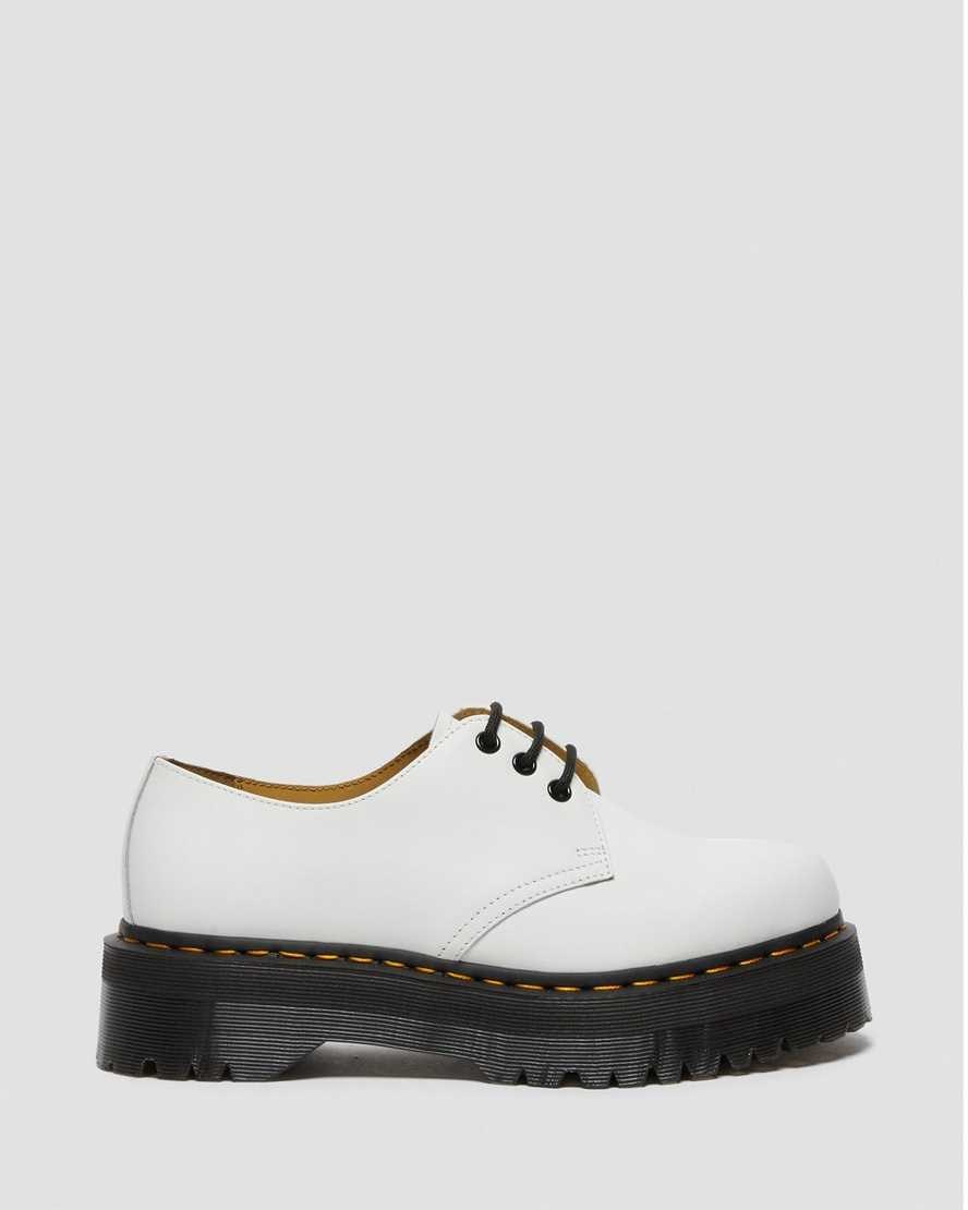 White Polished Smooth Dr Martens 1461 Smooth Leather Men's Oxford Shoes | 2970-JDYRU