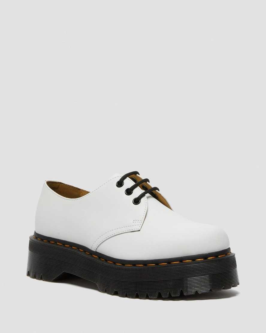 White Polished Smooth Dr Martens 1461 Smooth Leather Men\'s Oxford Shoes | 2970-JDYRU