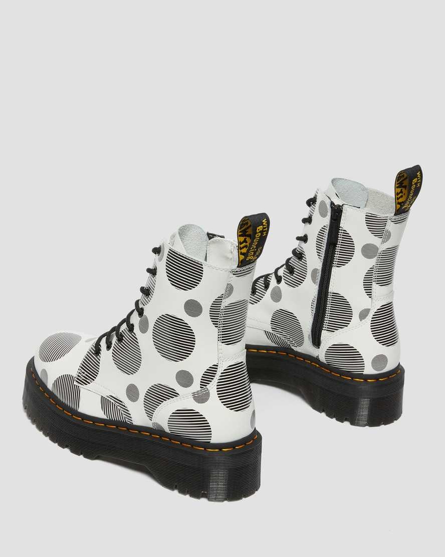 White Polka Dot Smooth Dr Martens Jadon Polka Dot Smooth Leather Women's Lace Up Boots | 2197-GYQHP