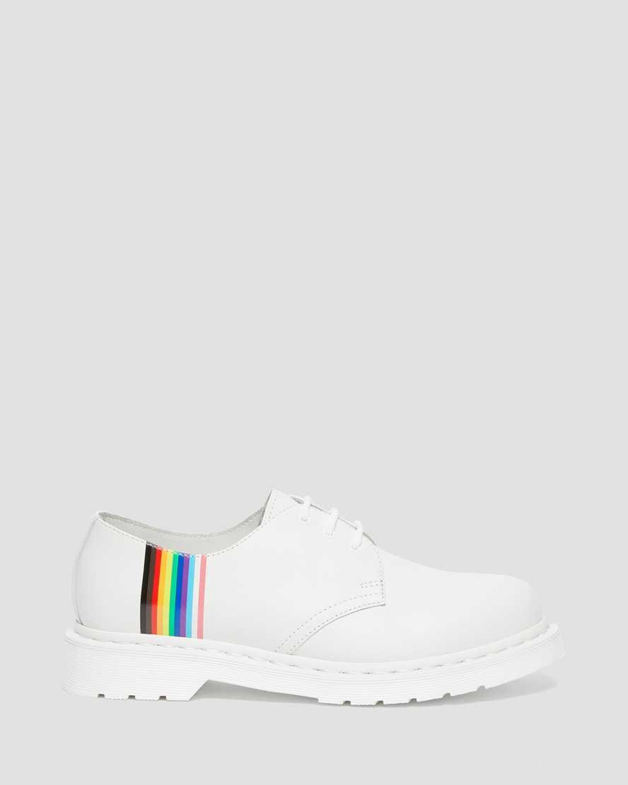 White Smooth Leather Dr Martens 1461 For Pride Smooth Leather Women's Oxford Shoes | 0725-VSABN