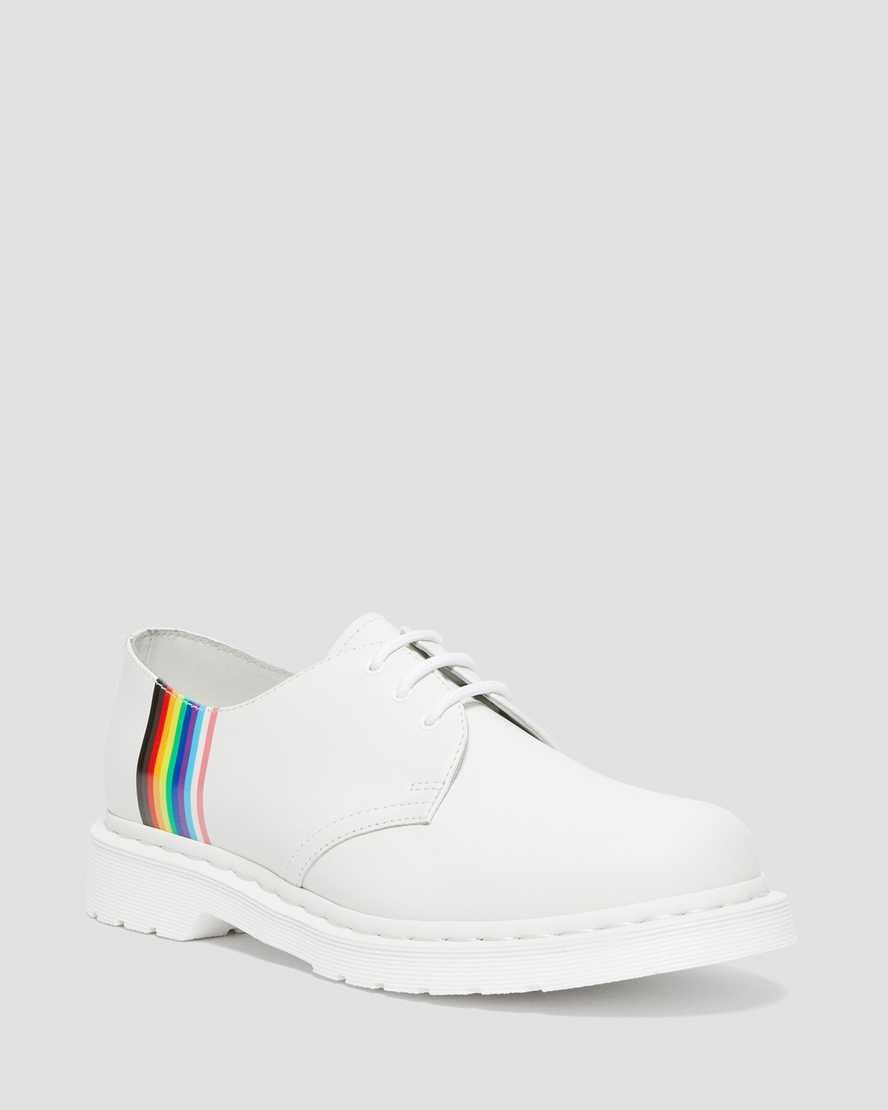 White Smooth Leather Dr Martens 1461 For Pride Smooth Leather Women's Oxford Shoes | 0725-VSABN