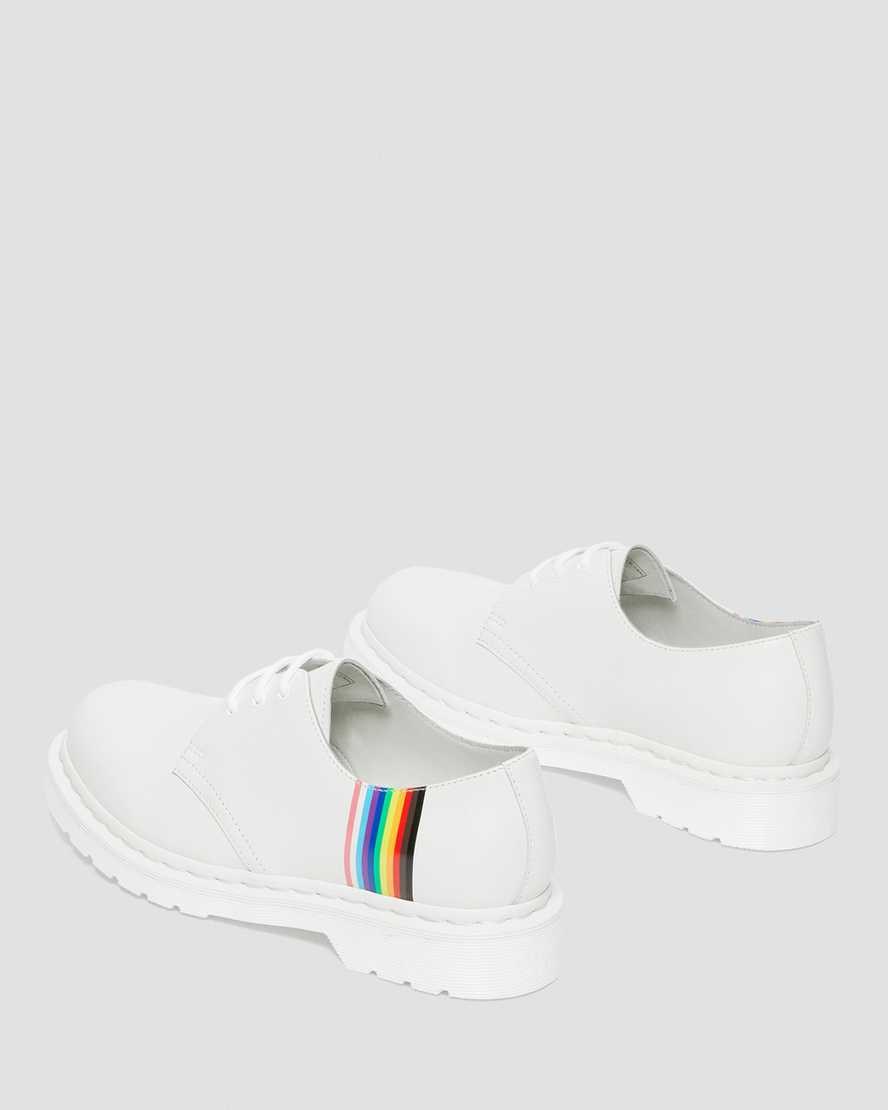 White Smooth Leather Dr Martens 1461 For Pride Smooth Leather Women's Oxford Shoes | 0725-VSABN